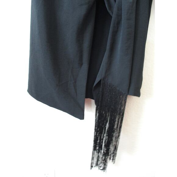 Nwt ZARA Black Blazer Mini Dress Romper w/ Fringe Side Tie Women Sz L - Picture 3 of 11